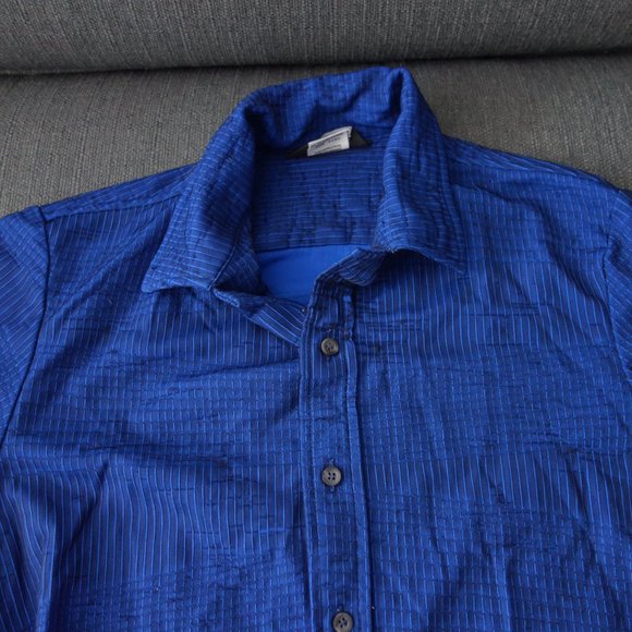 Diesel StyleLab Blue Short Cuffed Sleeve Button Down Made in Italy Shirt Size S - Picture 2 of 10